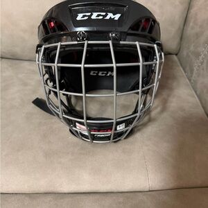 CCM Black Helmet with Silver Cage